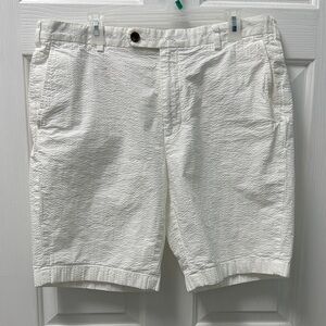 Brooks Brothers Cream Textured Flat Front Bermuda Shorts